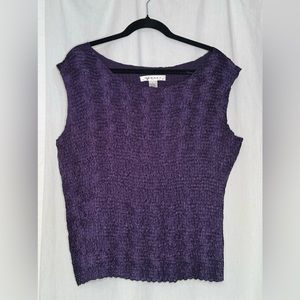 Vintage Purple Plisse Shell Top Size Large